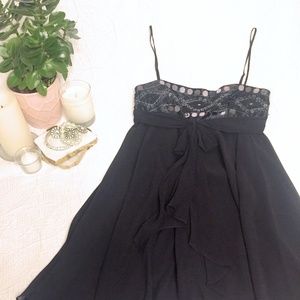 NWT! BCBG Black Woven Silk Dress